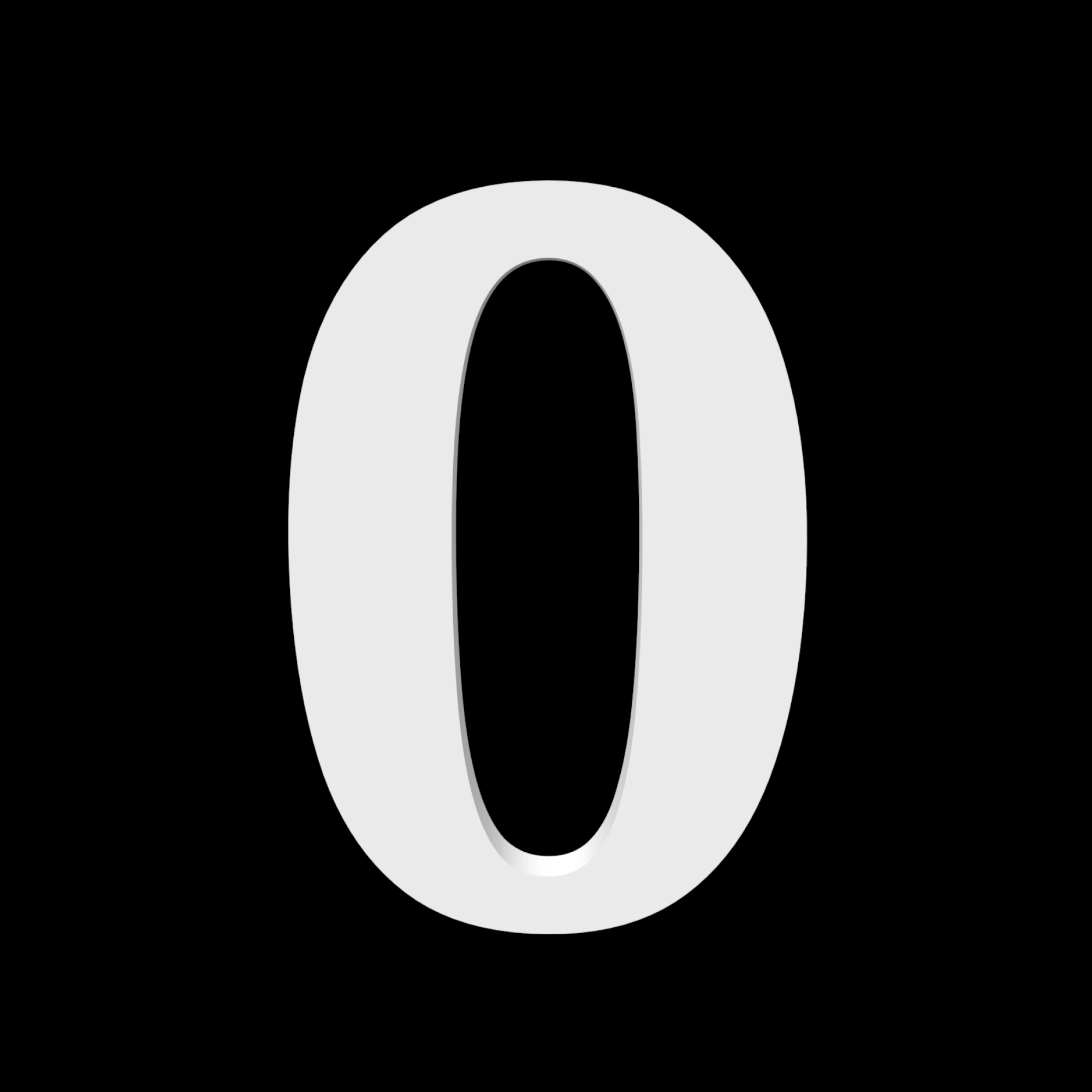 House number 0 - Noto Serif - 170mm high - 10mm deep