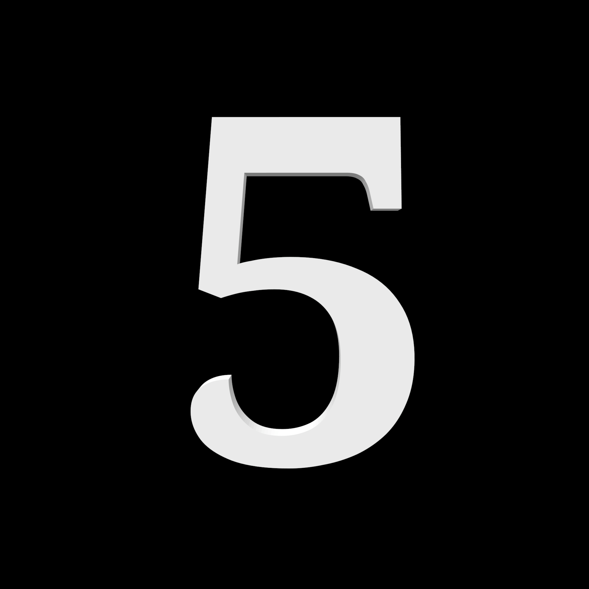 House number 5 - Noto Serif - 170mm high - 10mm deep