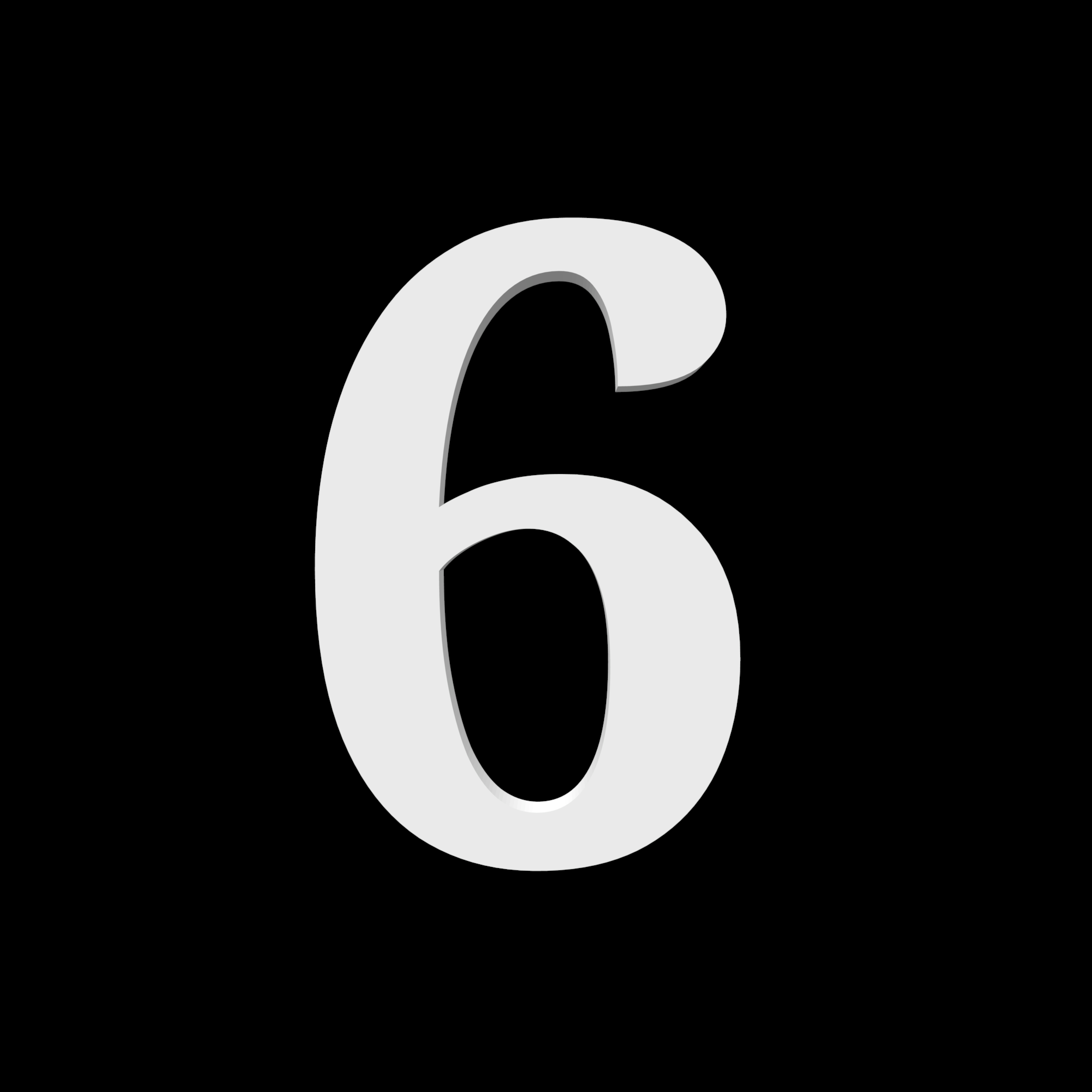 House number 6 - Noto Serif - 170mm high - 10mm deep
