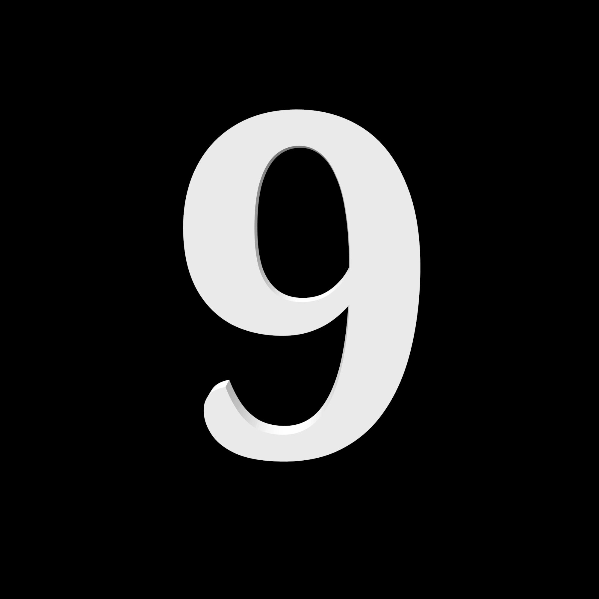 House number 9 - Noto Serif - 170mm high - 10mm deep