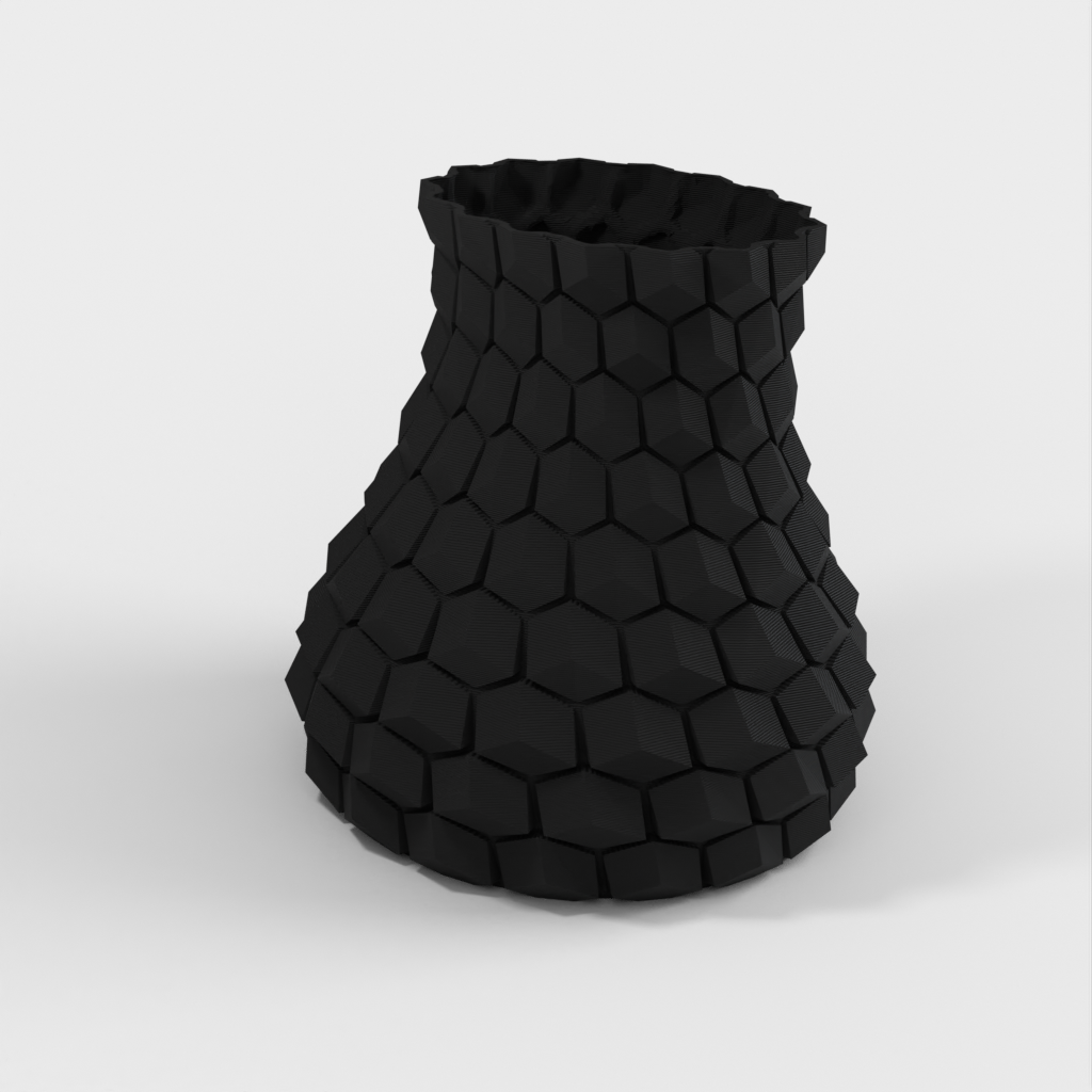 Curved vase with hexagonal pattern