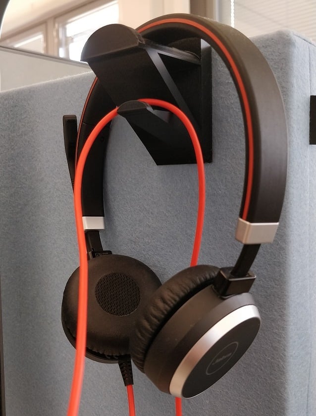 Headphone holder for office divider walls