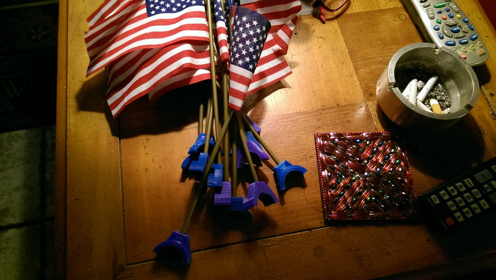 Flag holder for boat rails for small American flag