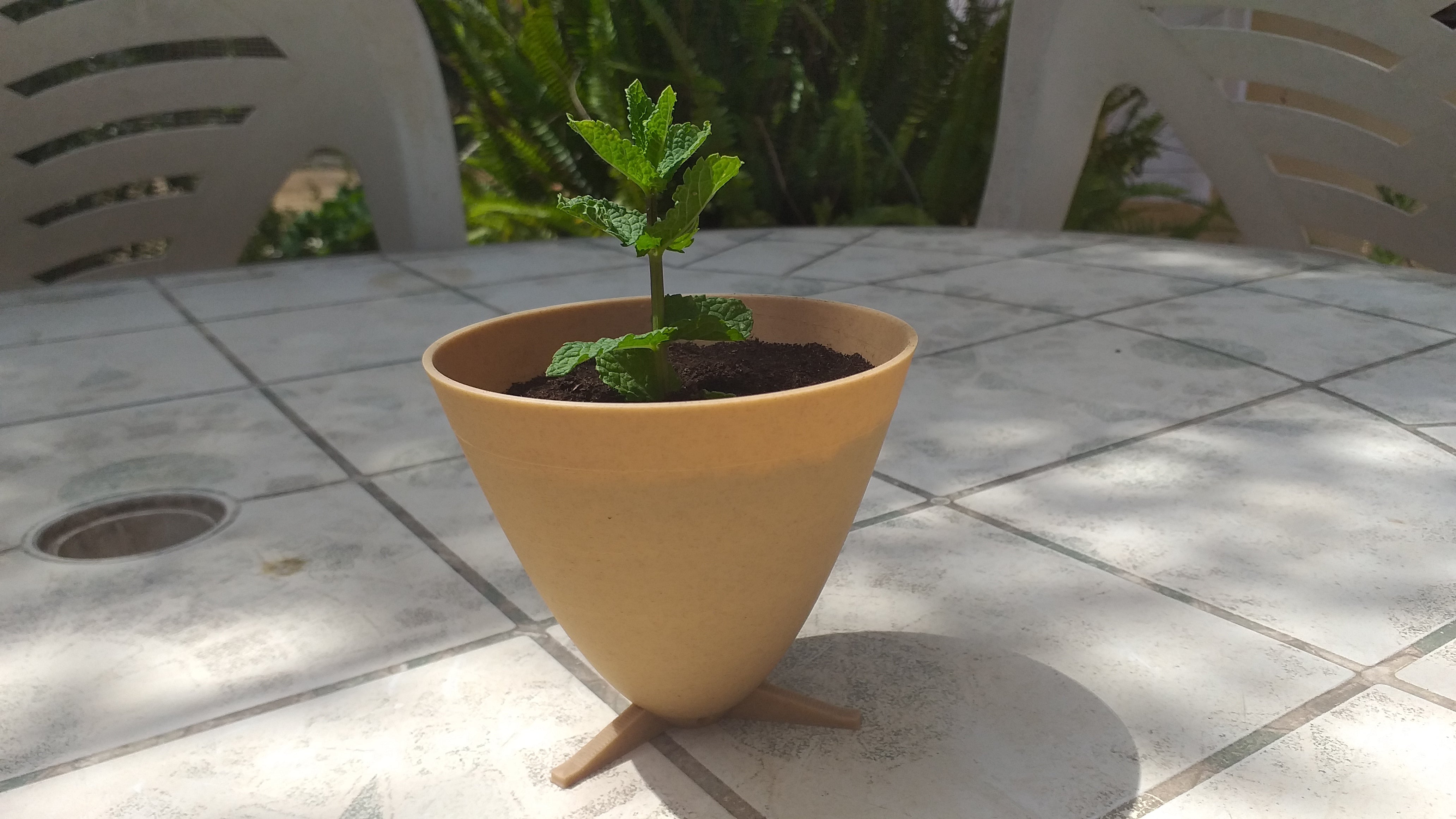 Parabolic Plant Pot with Feet and Drainage Plate