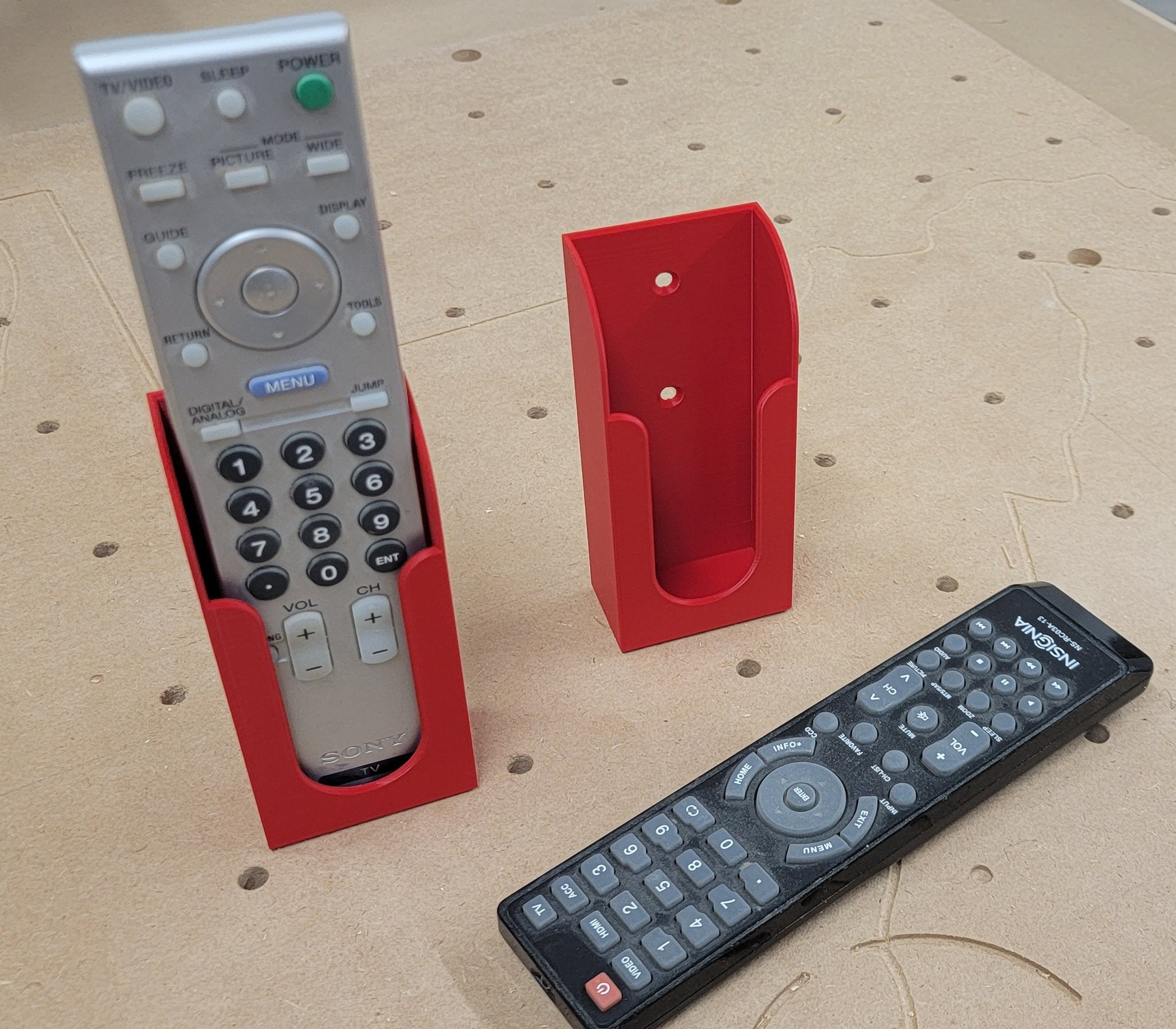 Remote Control Holder for Mounting with Wood Screws