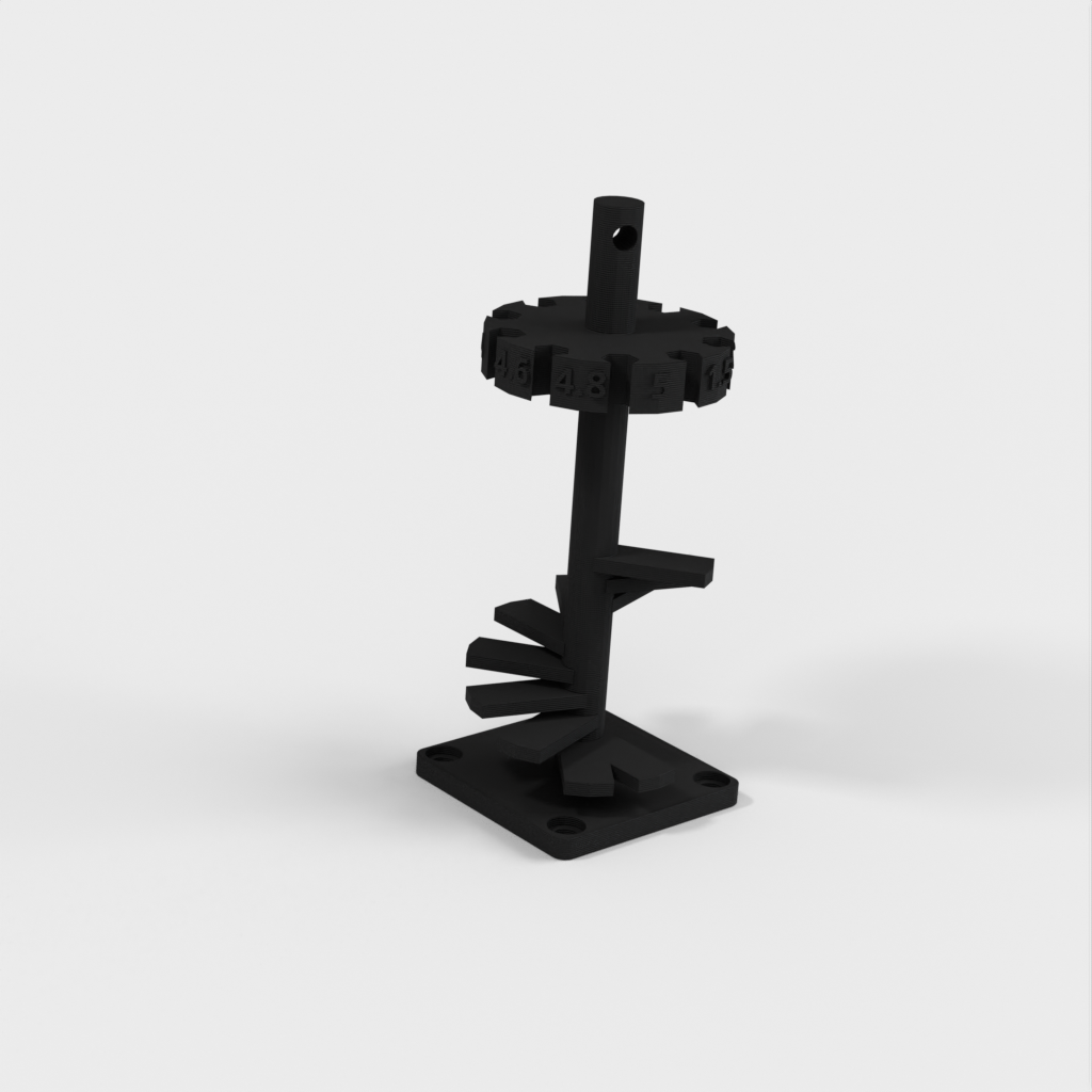 Drill bit holder with hook and step cone rack