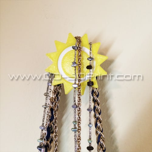 Sun-shaped Wall Hook and Organiser for Coats and Jewellery