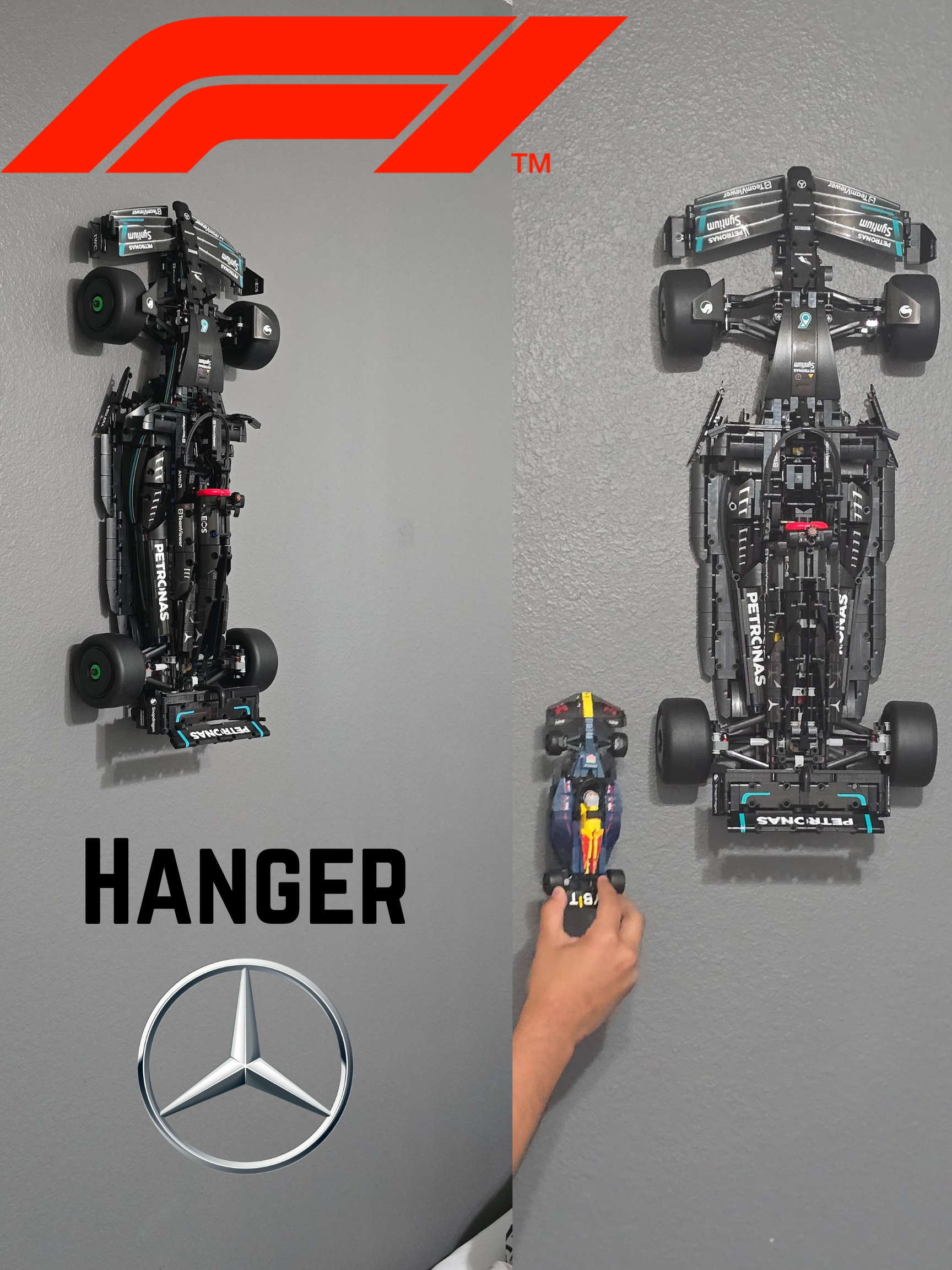 Wall mount for LEGO Technic Mercedes-AMG F1 W14 E Performance