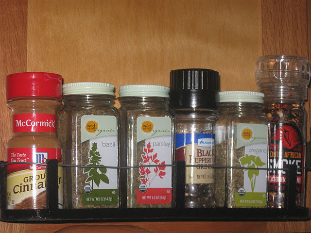 Spice rack for cabinet doors