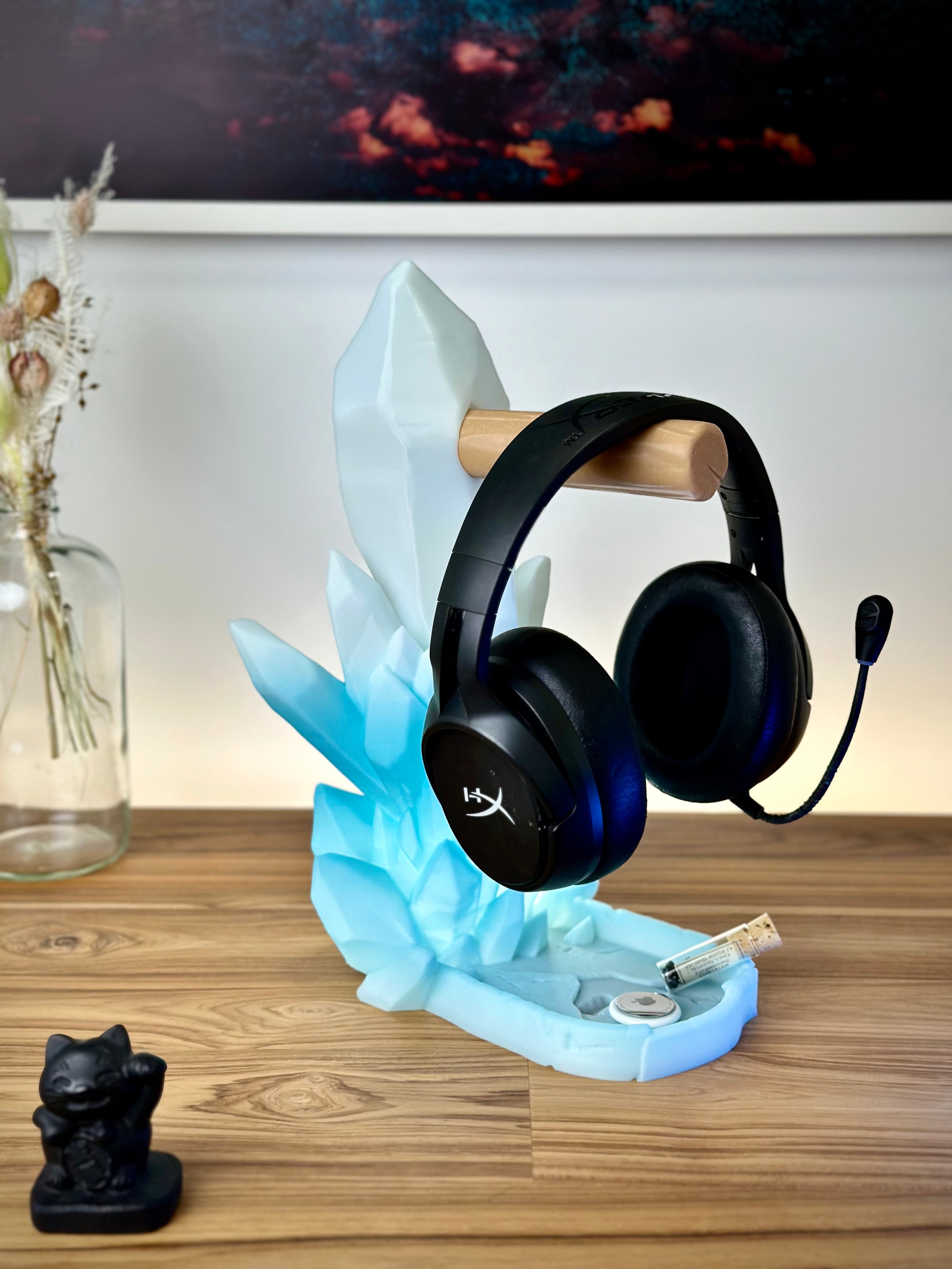 Crystal Headphone Stand with Storage Tray