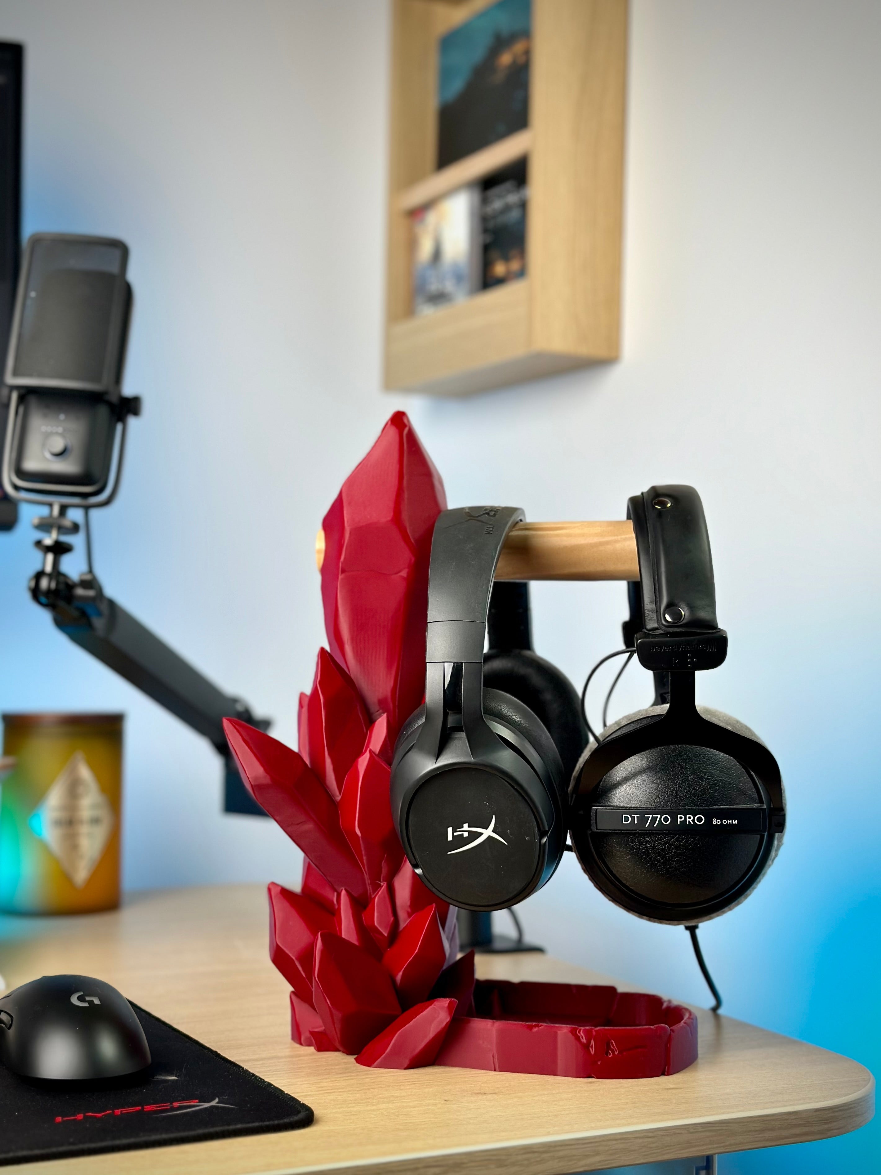 Crystal Headphone Stand with Storage Tray