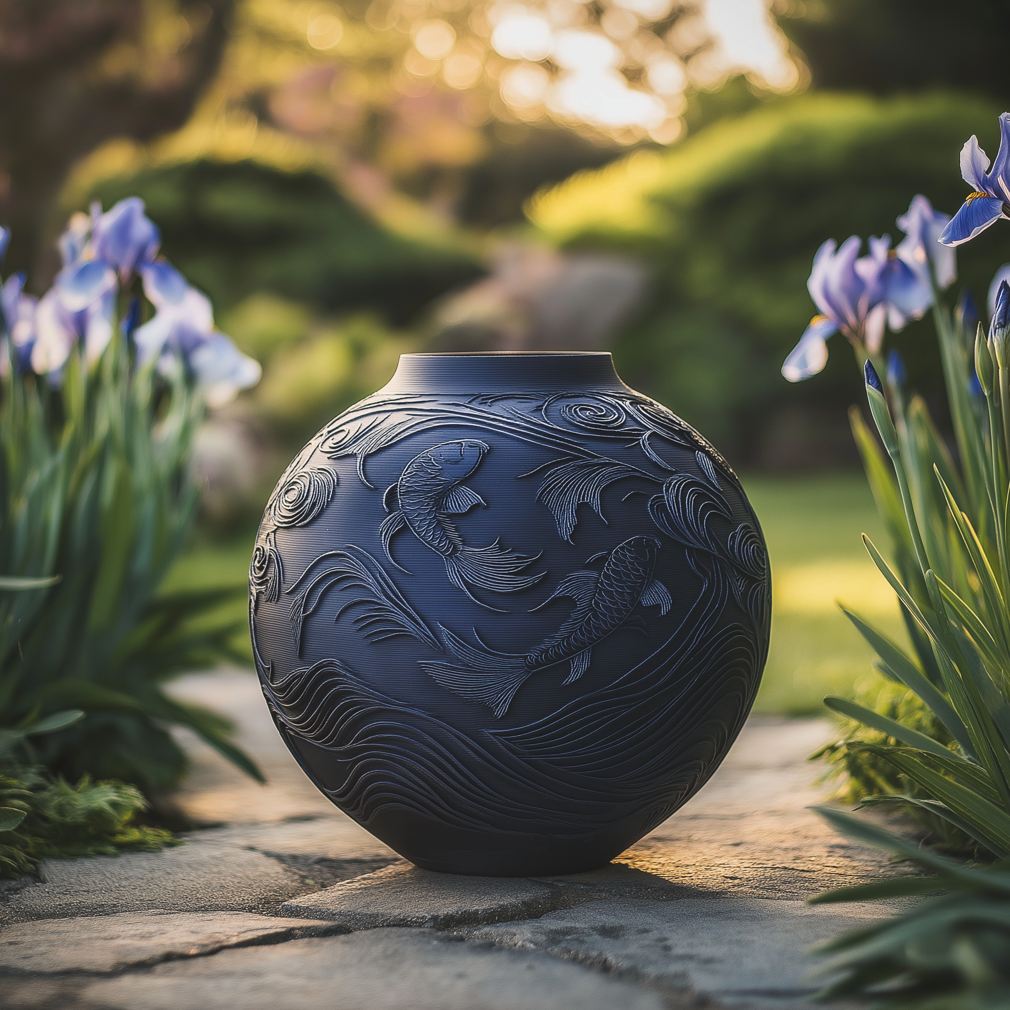 Koi Serenity Vase: Elegant Zen-Inspired Home Decor