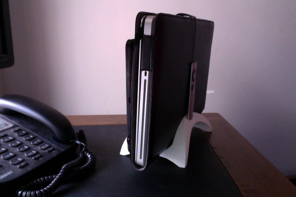 Mac Book and iPad Holder with Apple TV Remote Control Space