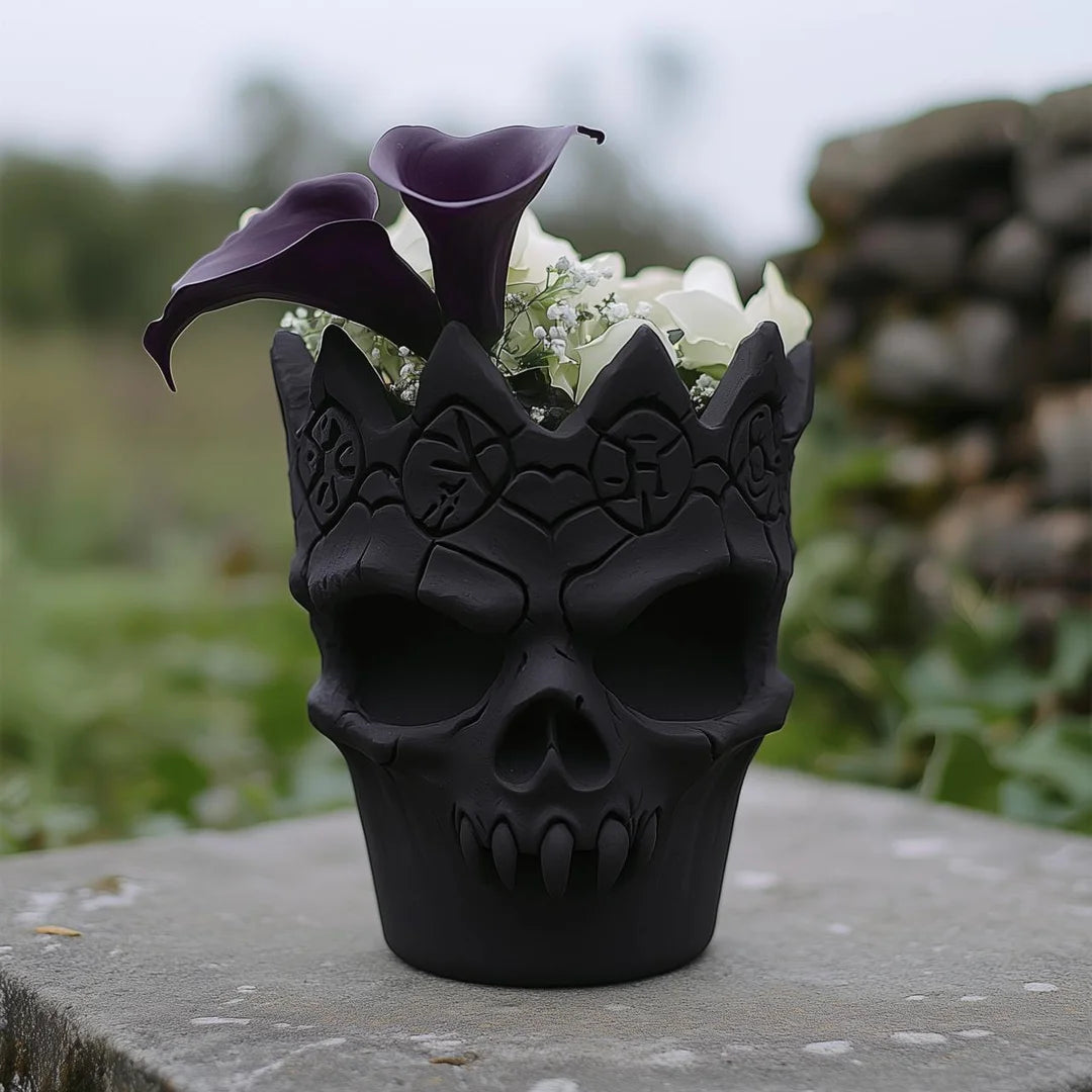Gothic Skull Crown Vase – Unique Home Decor
