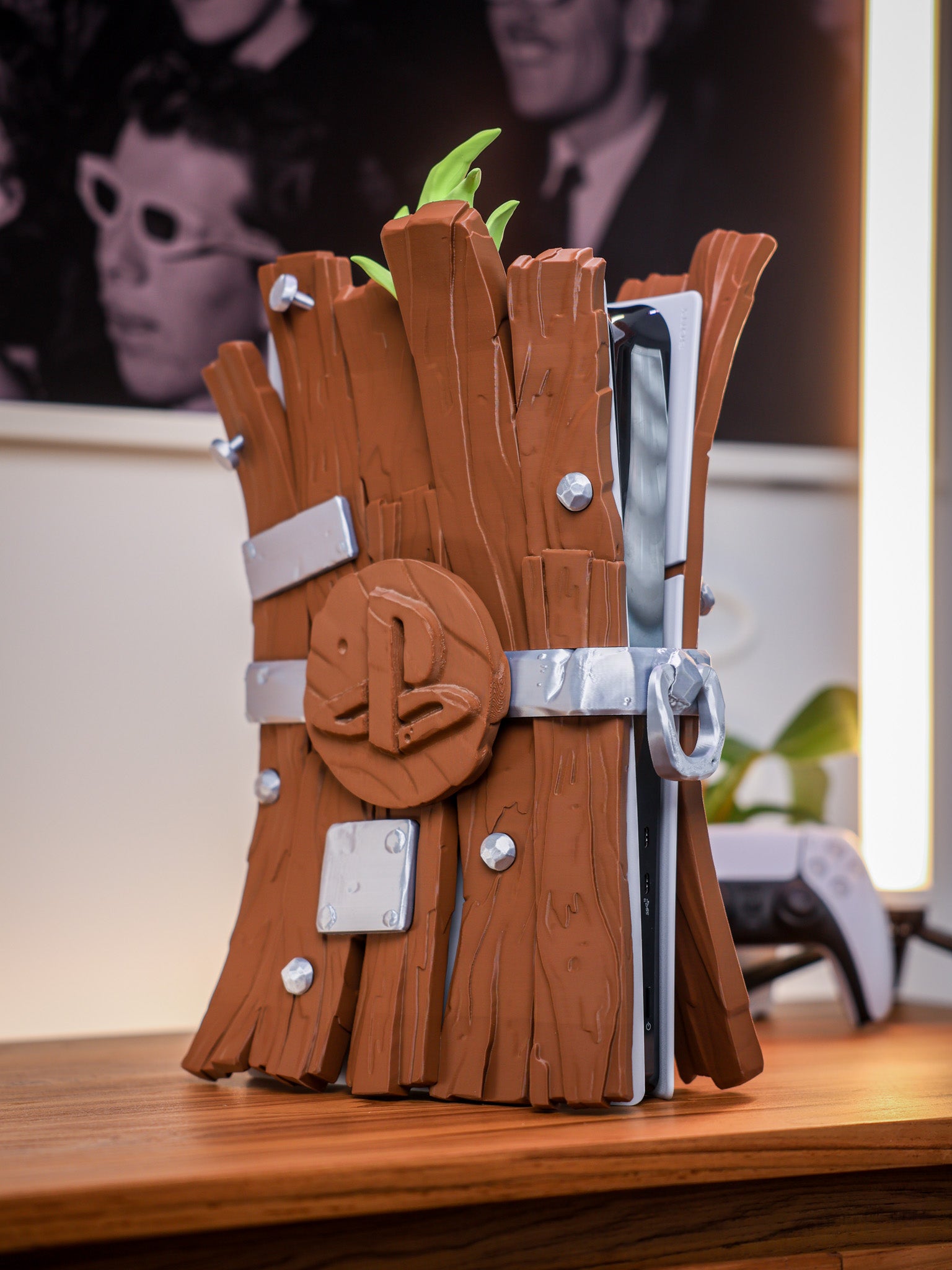 Stylish Wooden Casing for PS5 Slim Digital