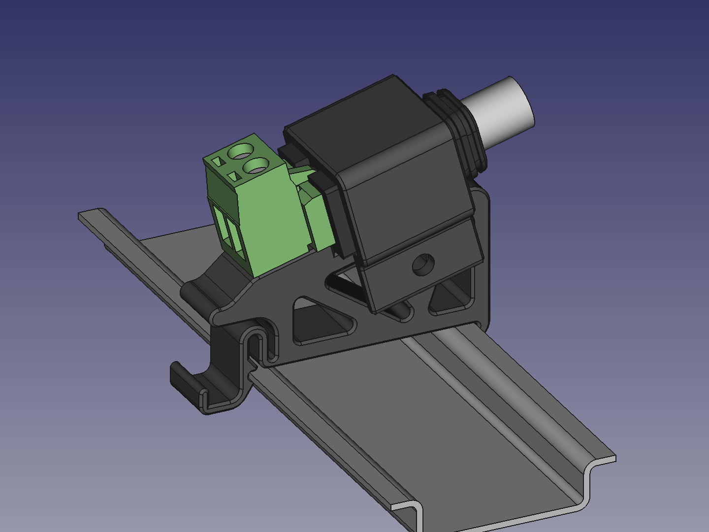 DIN rail bracket for Barrel Jack adapter