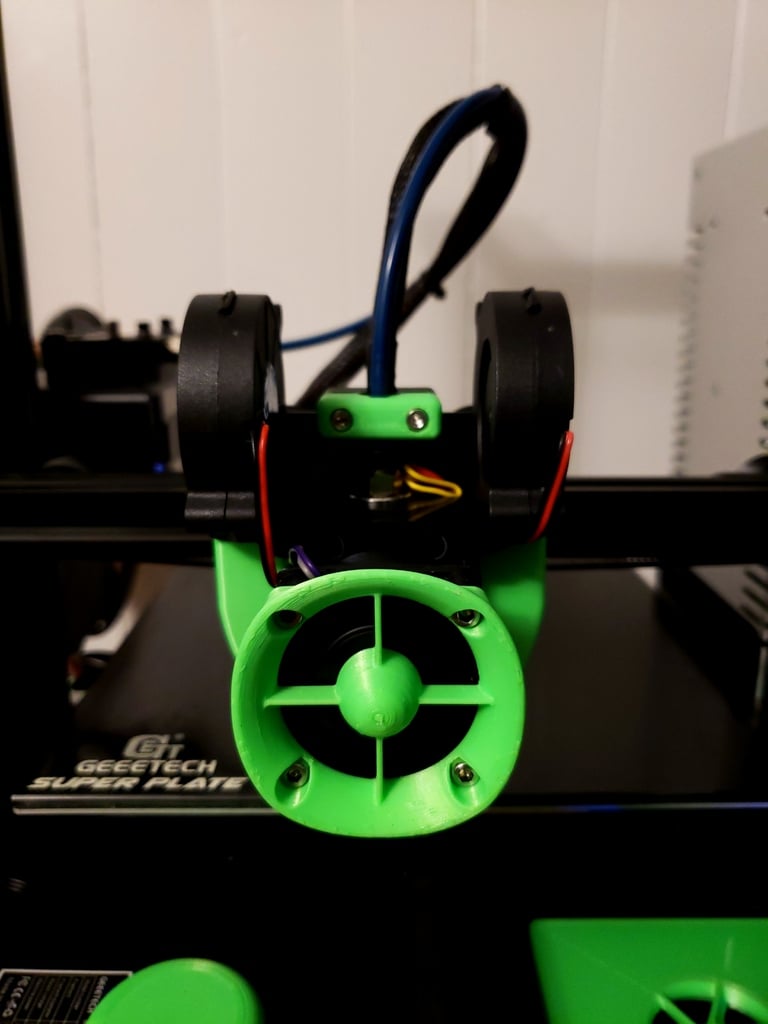 Upgrade bracket for Geeetech A10/A30: E3D V6 Hotend and Dual 5015 Fan support