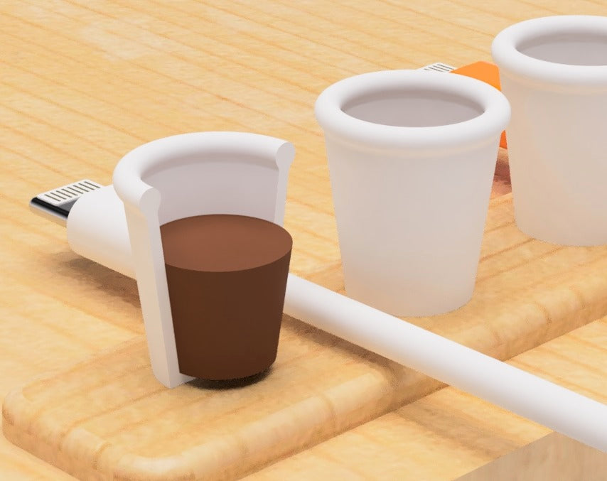 USB cable holder in coffee design