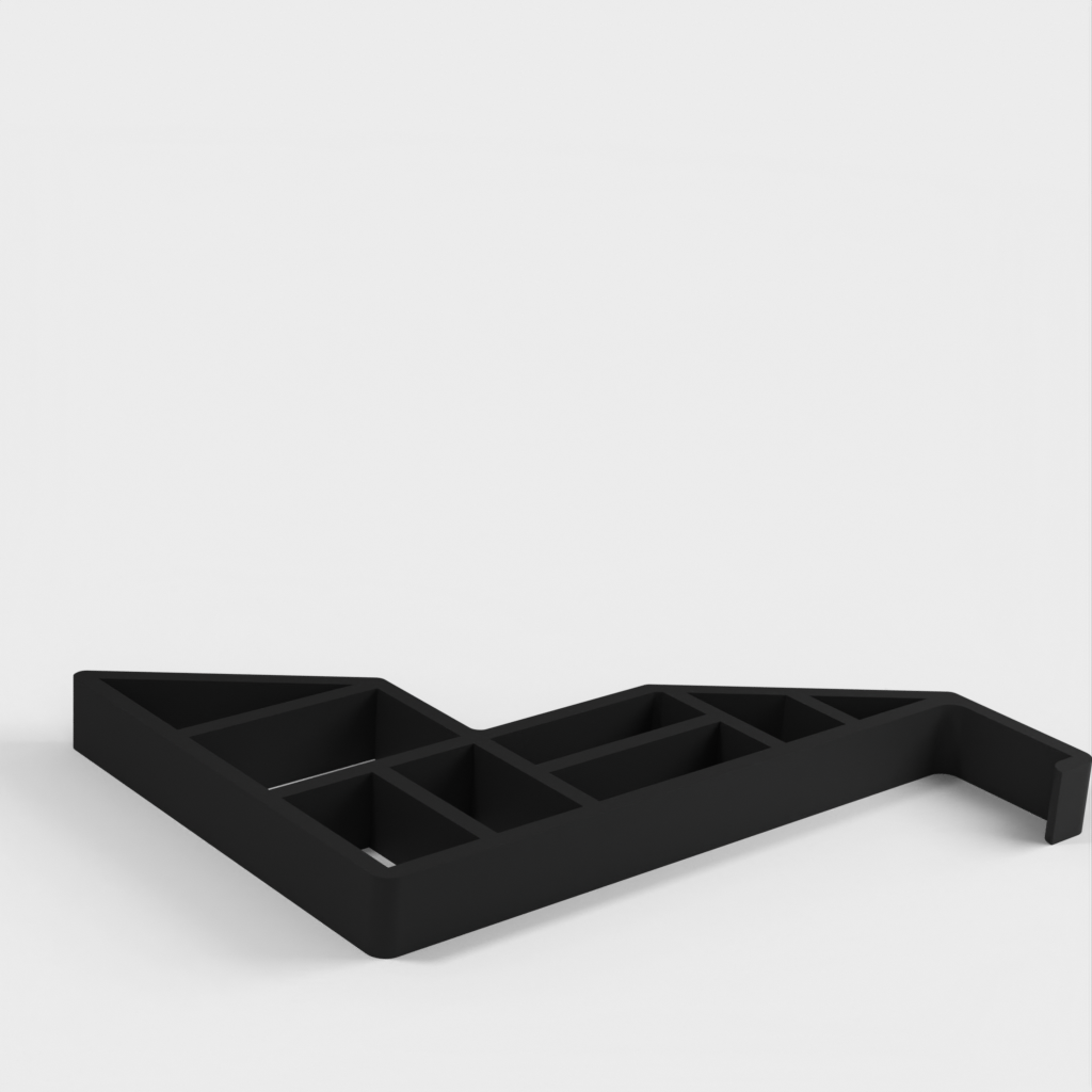 Geometric MacBook laptop stand with extended hooks for cooling pad