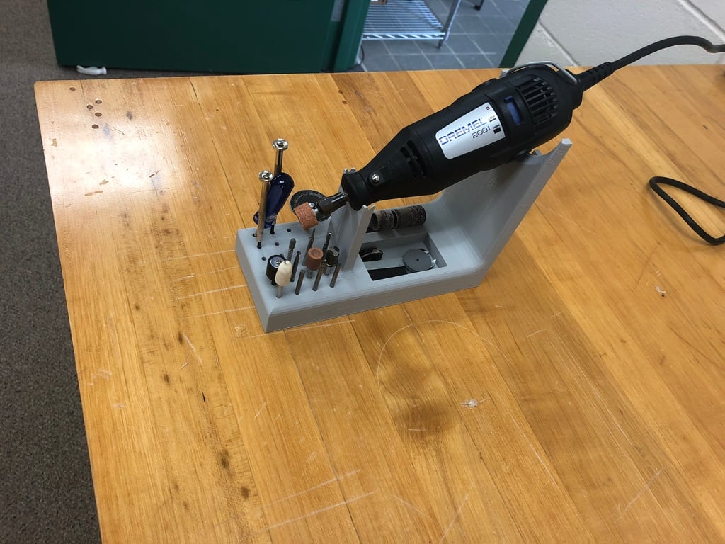 Dremel Stand with Bit Organizer and Cable Ring