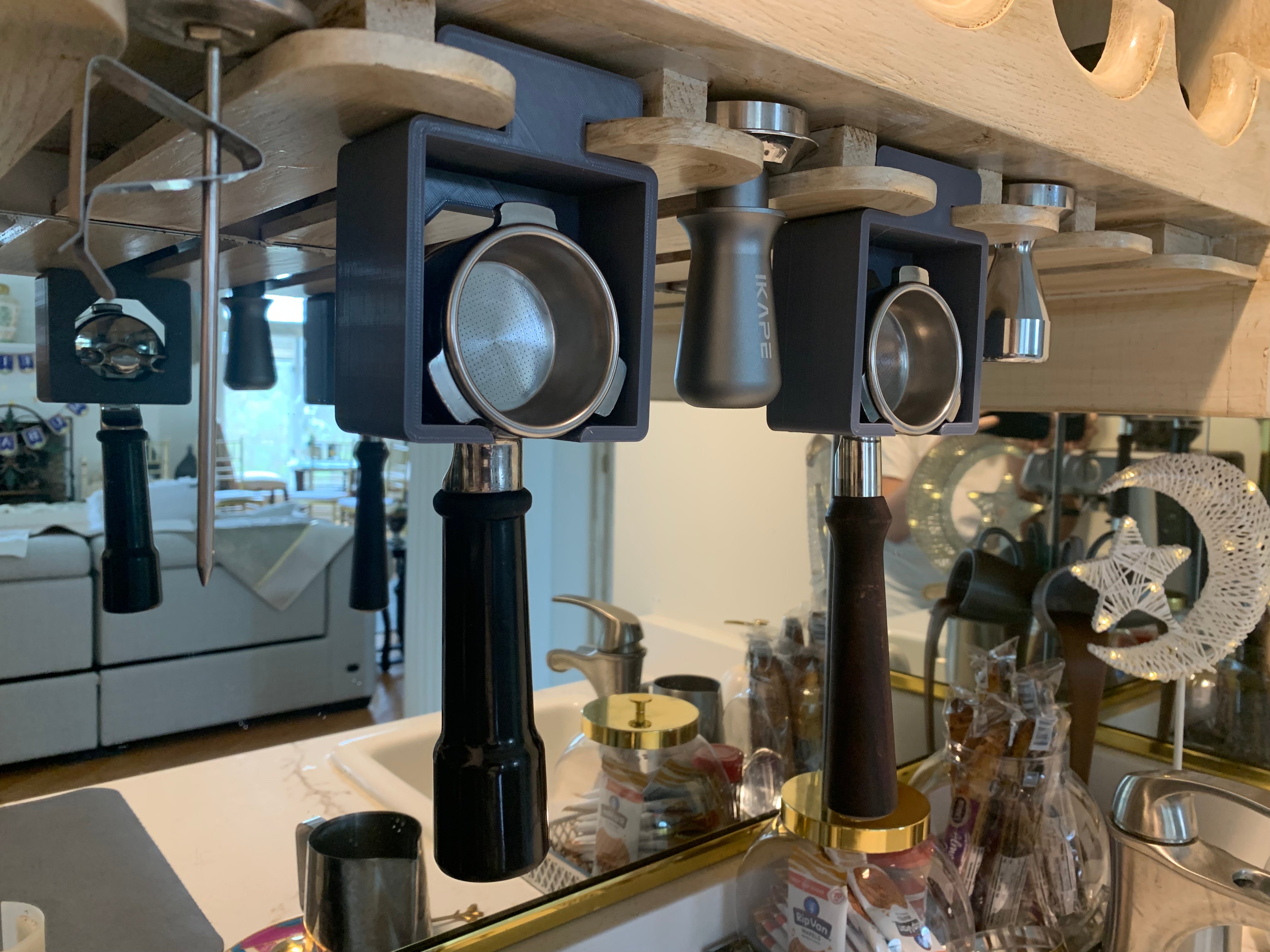 Portafilter Holder for Wine Glass Rack Under Cabinet