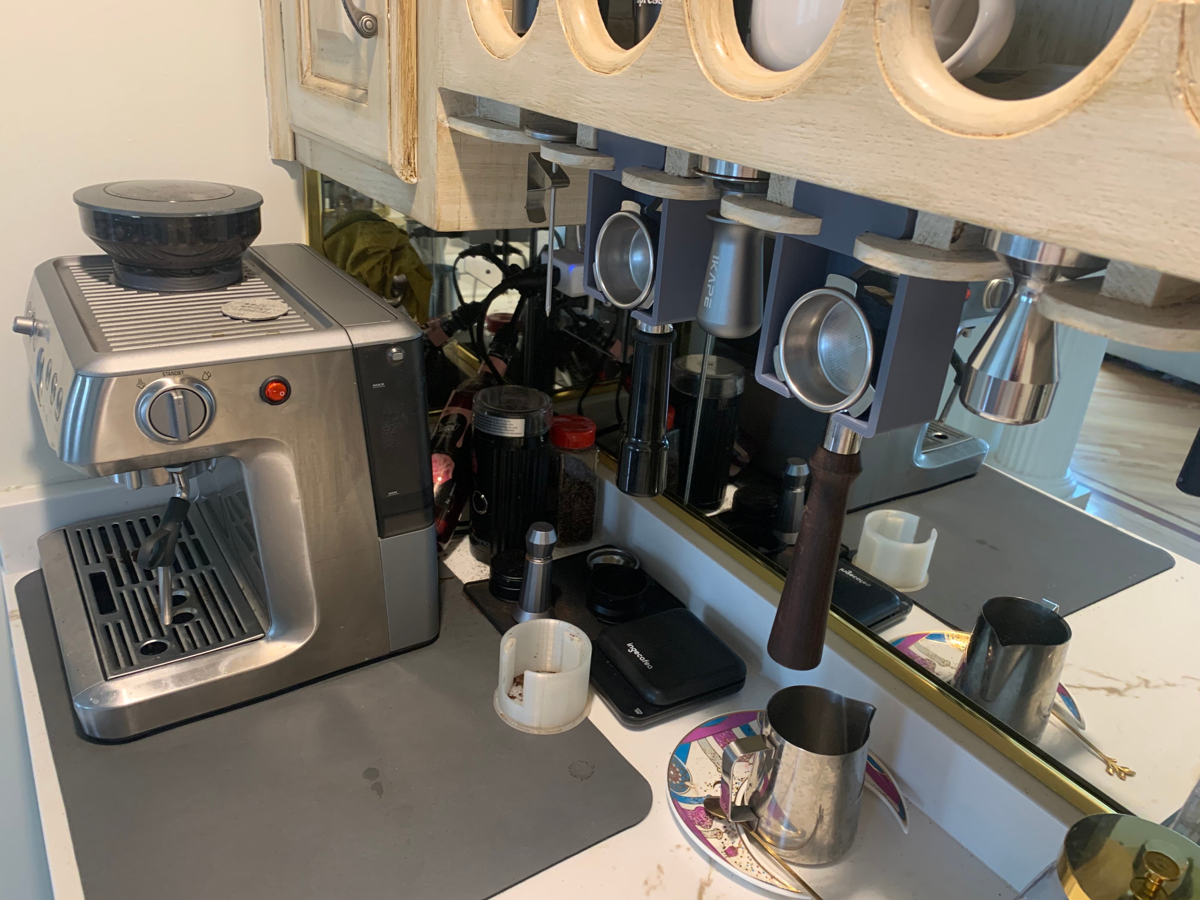 Portafilter Holder for Wine Glass Rack Under Cabinet