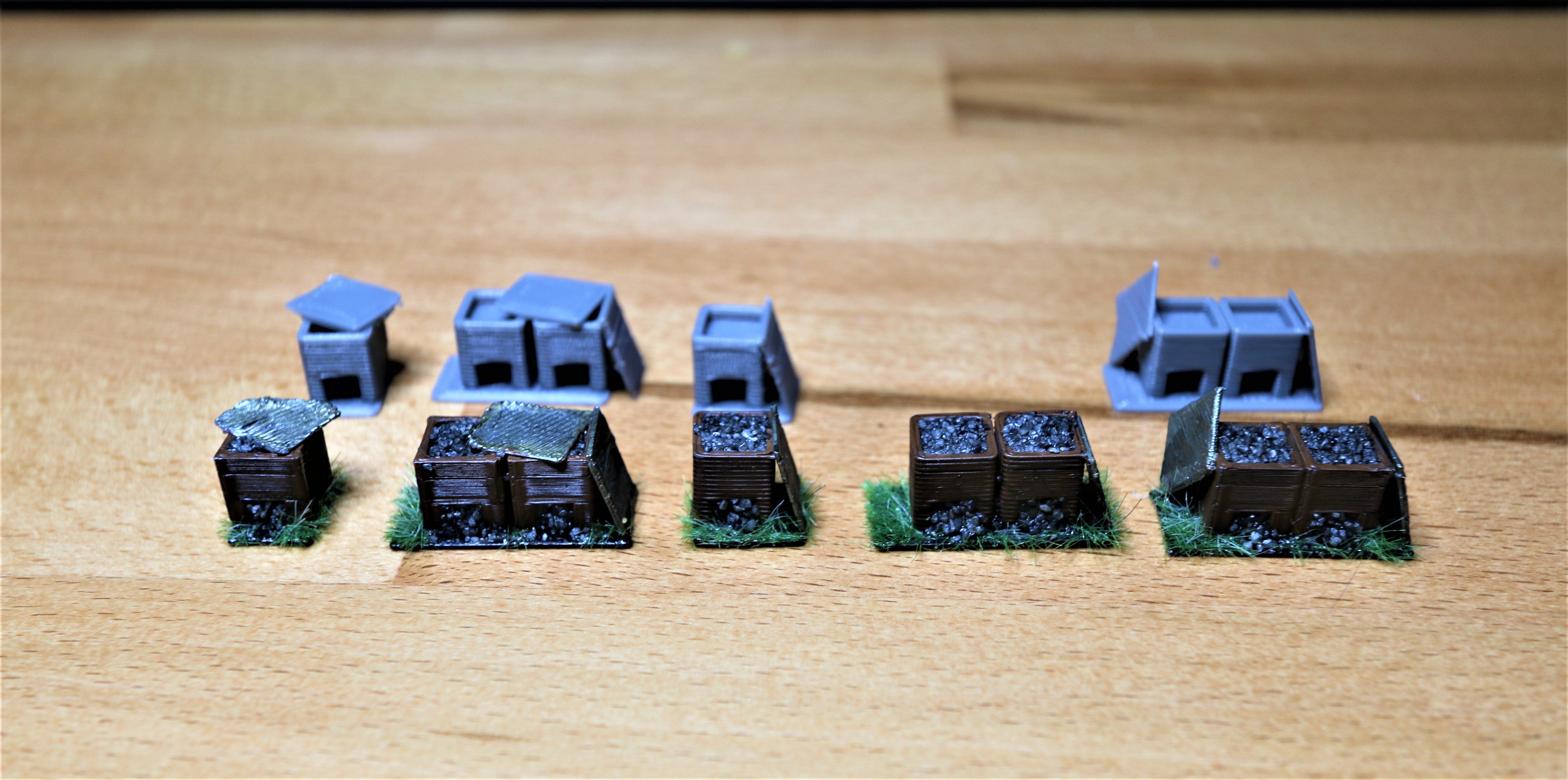 N-scale Sand and Gravel Bins for Model Railway