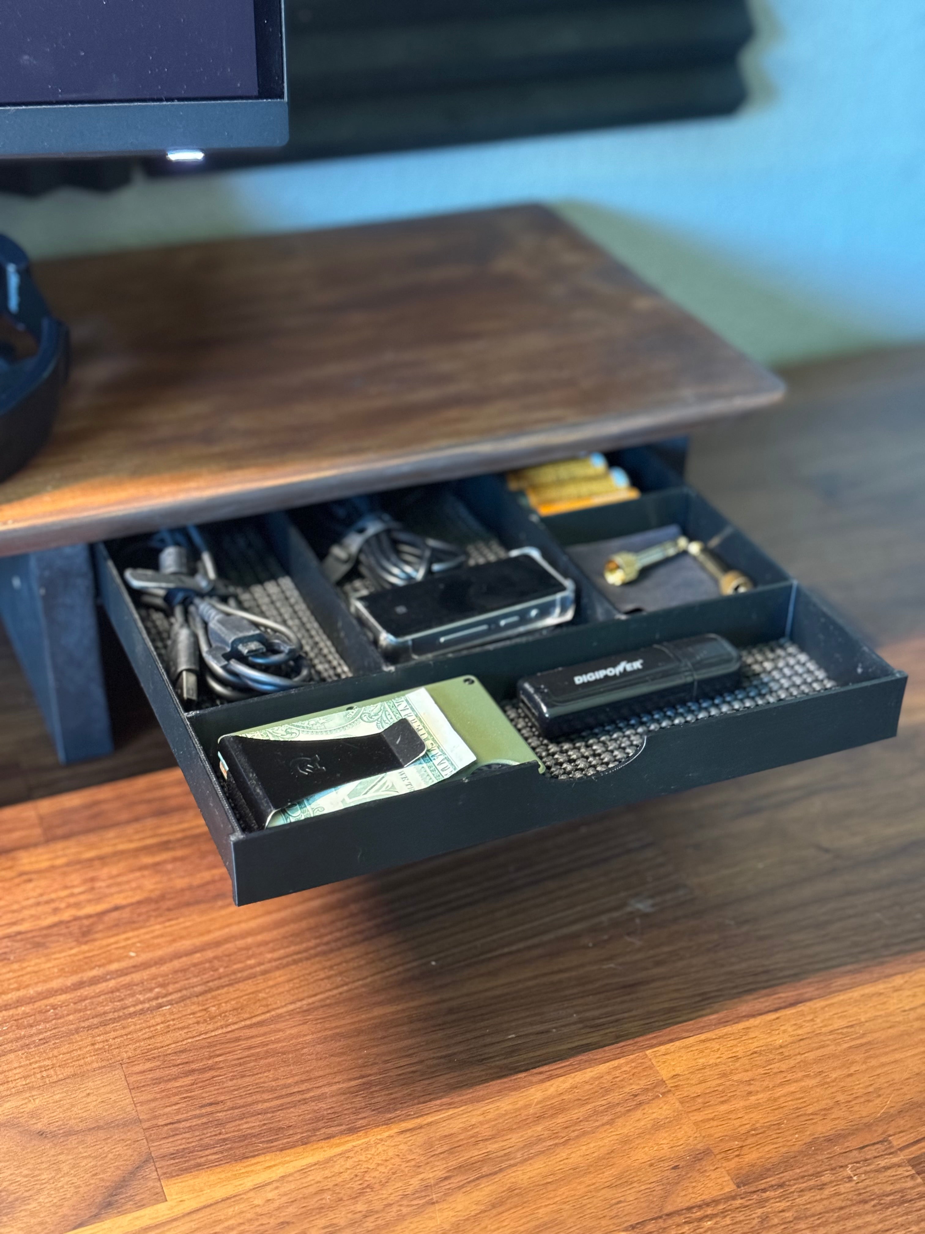 Desk shelf with drawers for storage