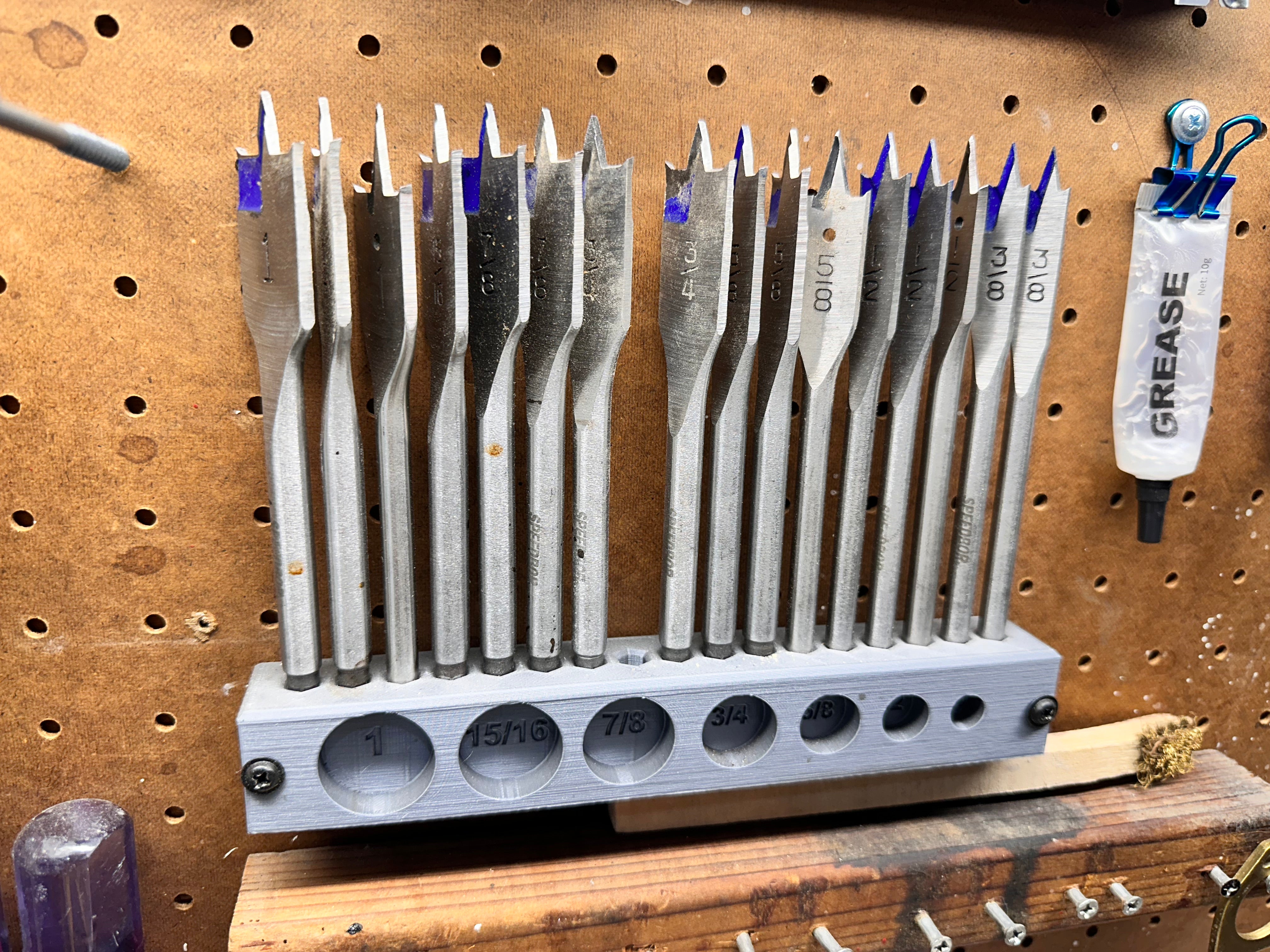 Hex Spade Drill Bit Holder for Woodworking Tool Organisation