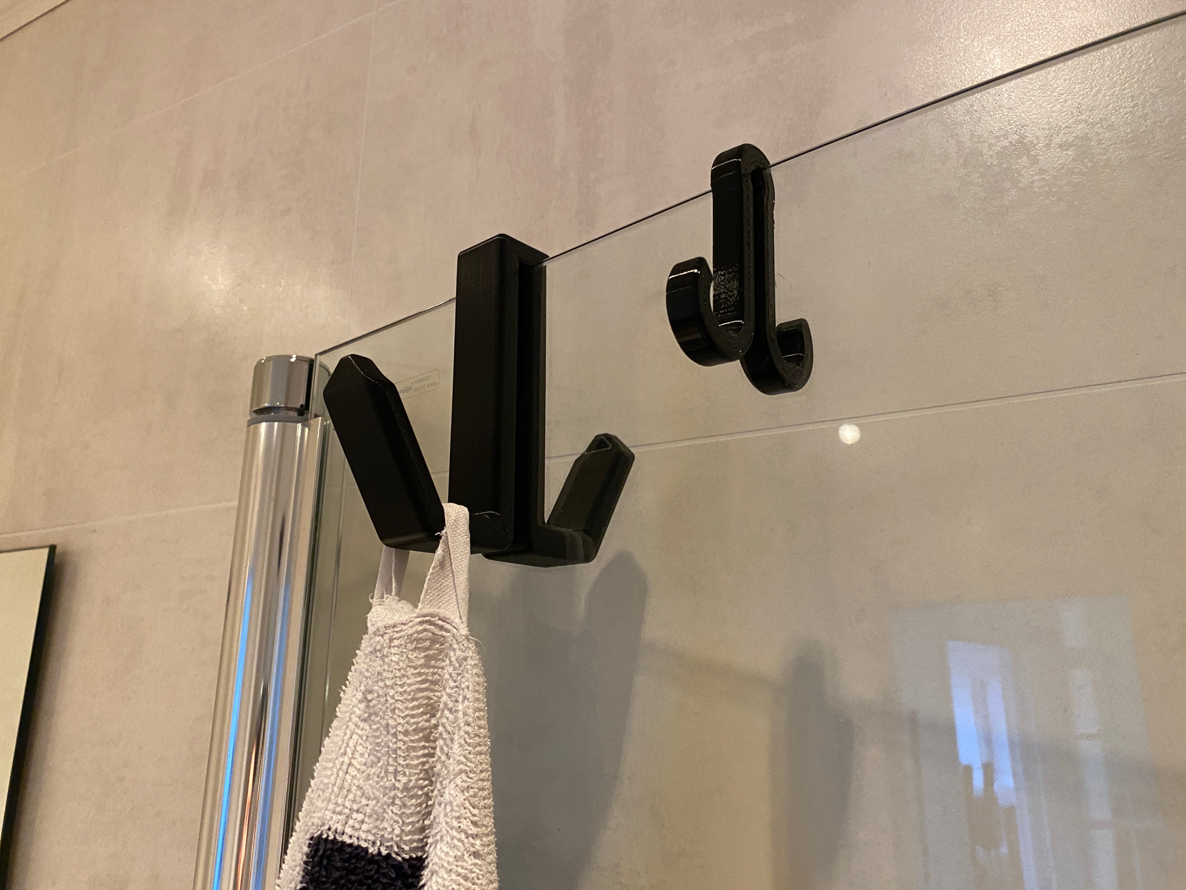 Towel hook for shower screen and door - Four variants