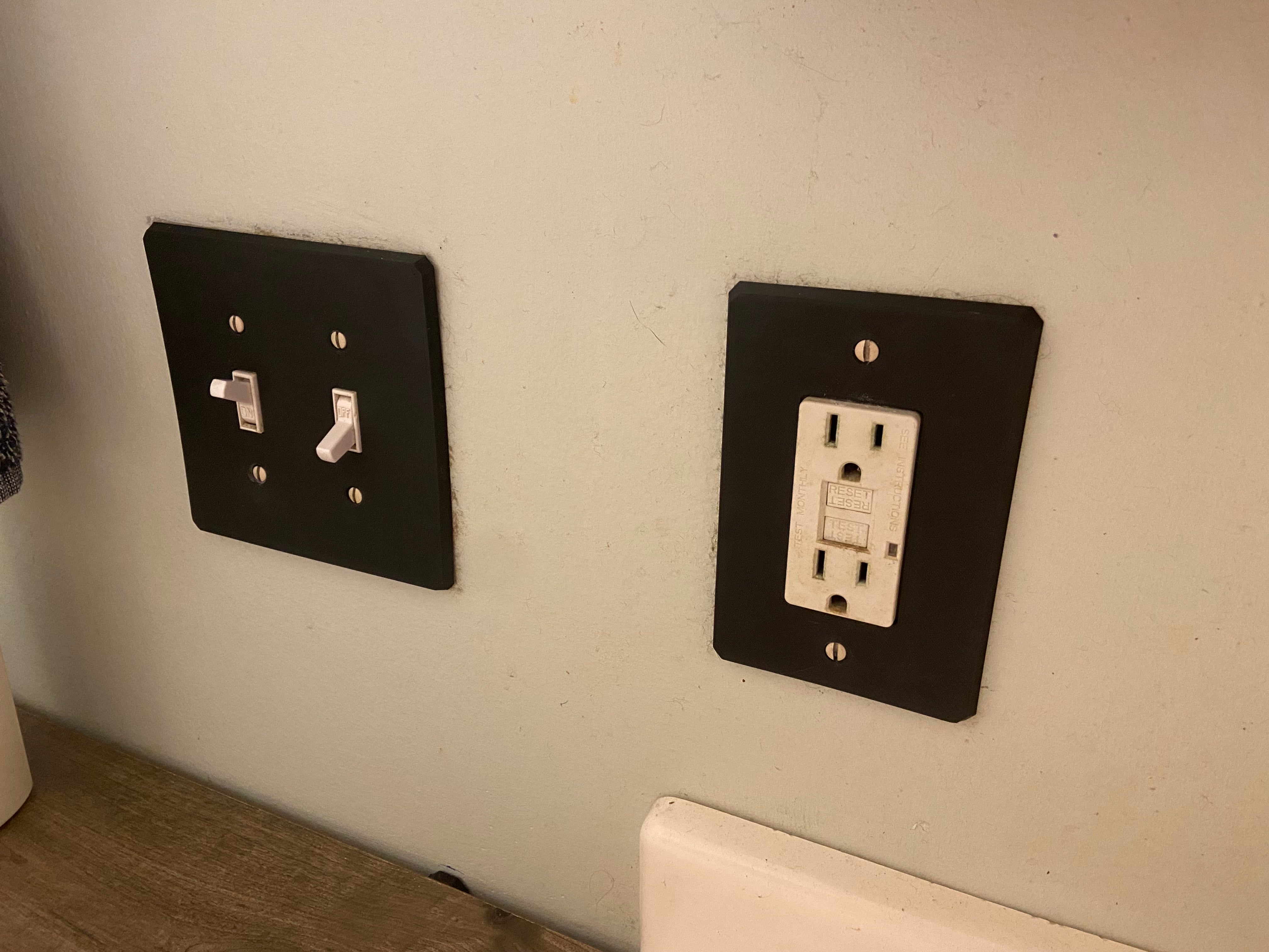 Cover plates for light switches, sockets and GFCI outlets