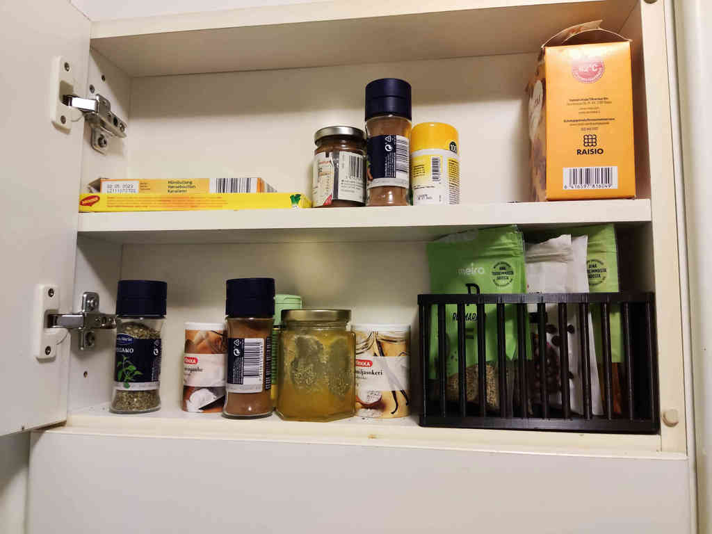 Kitchen cabinet storage for spices and small items