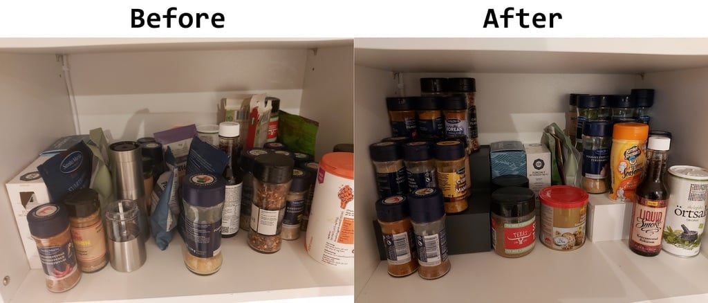 Spice rack and cabinet organiser for the kitchen