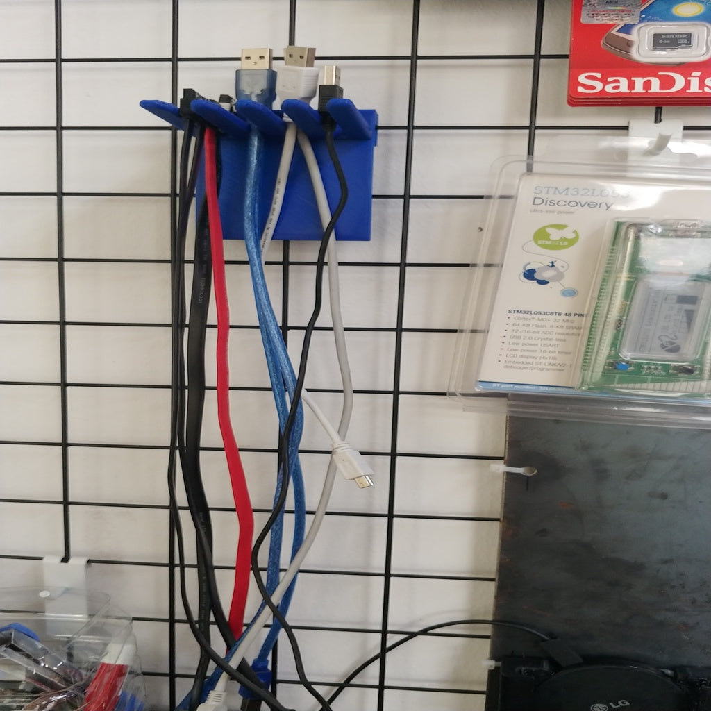 USB cable hook for mesh grid wall