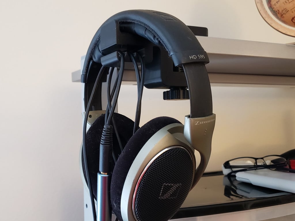 Desk Mounted Headset Holder with Integrated Cable Management
