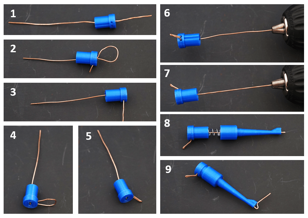 Electrical clip probe (spring-loaded)