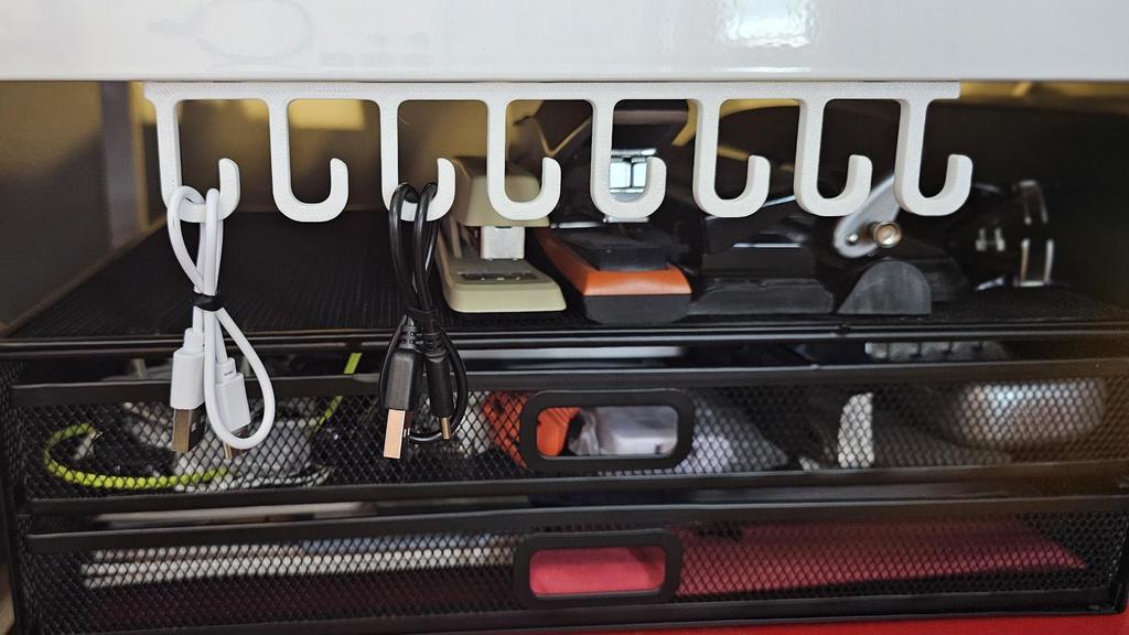 Magnetic undershelf cable hanger / hook
