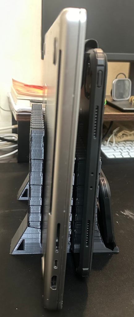 Vertical stand for 16' laptop, 12.9' iPad and iPhone/keyboard