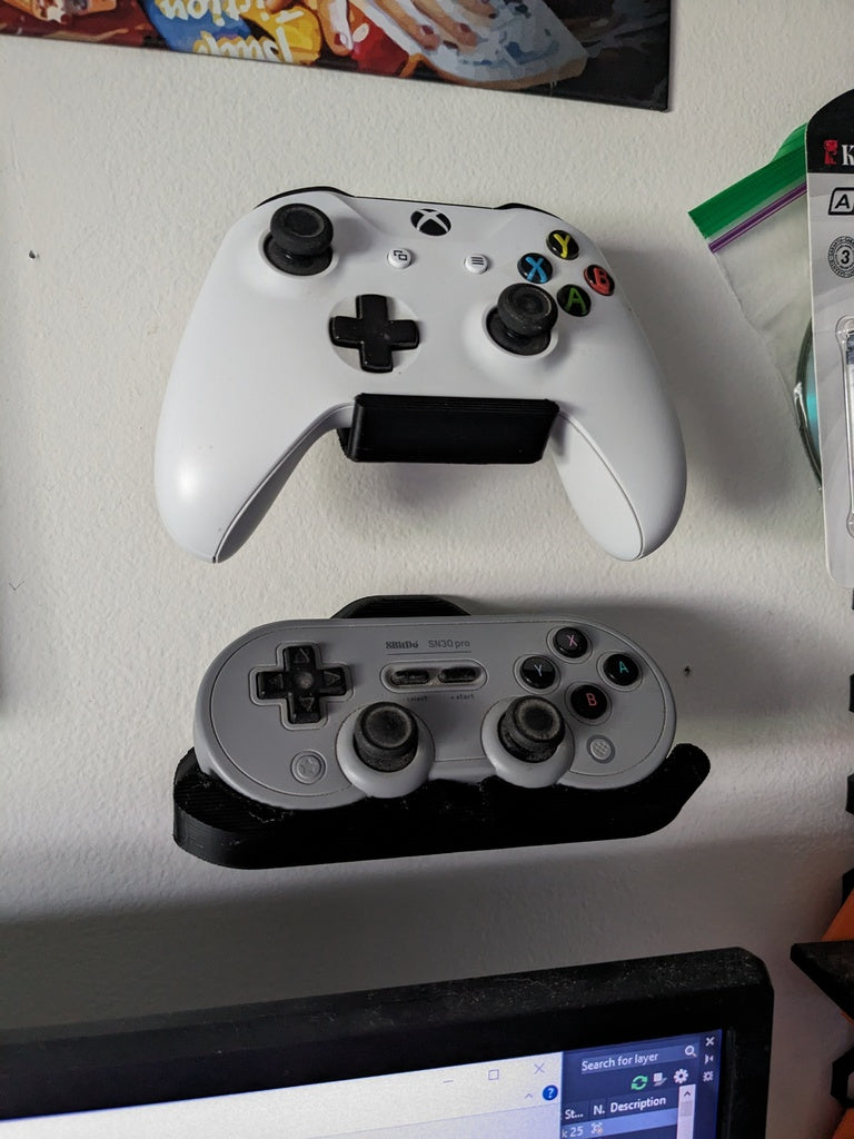 Simple Wall Mount for Game Controller (Xbox One and 8BitDo SN30Pro)