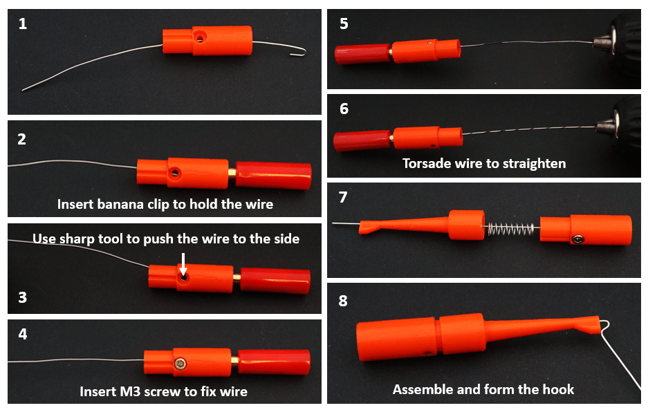 Electric clip probe with 4 mm banana plug