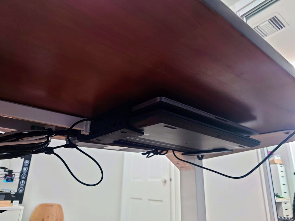 Double Laptop Under-Desk Mount for MacBook and ThinkPad