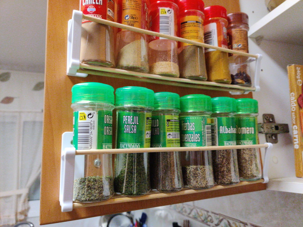Minimalist spice rack with screw holes