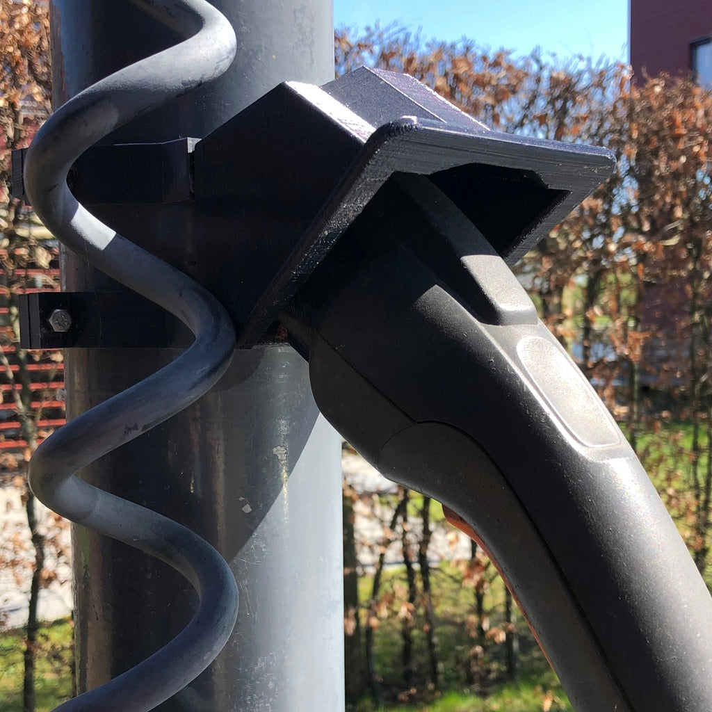 Mennekes type 1 charging cable holder for wall/pole (110mm car port pole)