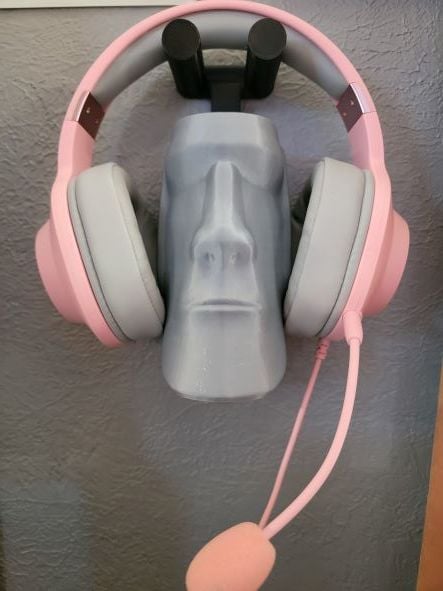 Moai Easter Island Head Wall-Mounted Headphone Holder with Screw Holes