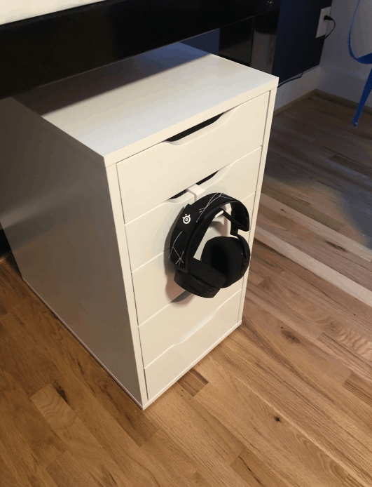 Foldable Headphone Hanger for Ikea Alex Drawer
