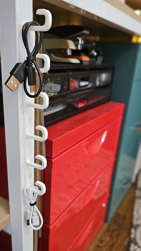 Magnetic undershelf cable hanger / hook
