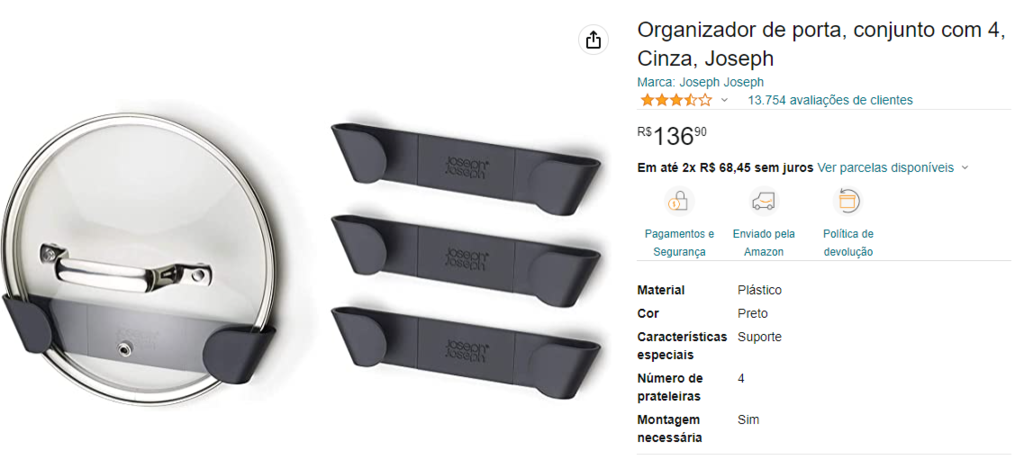 Pan lid holder for cabinet doors – Set of 4