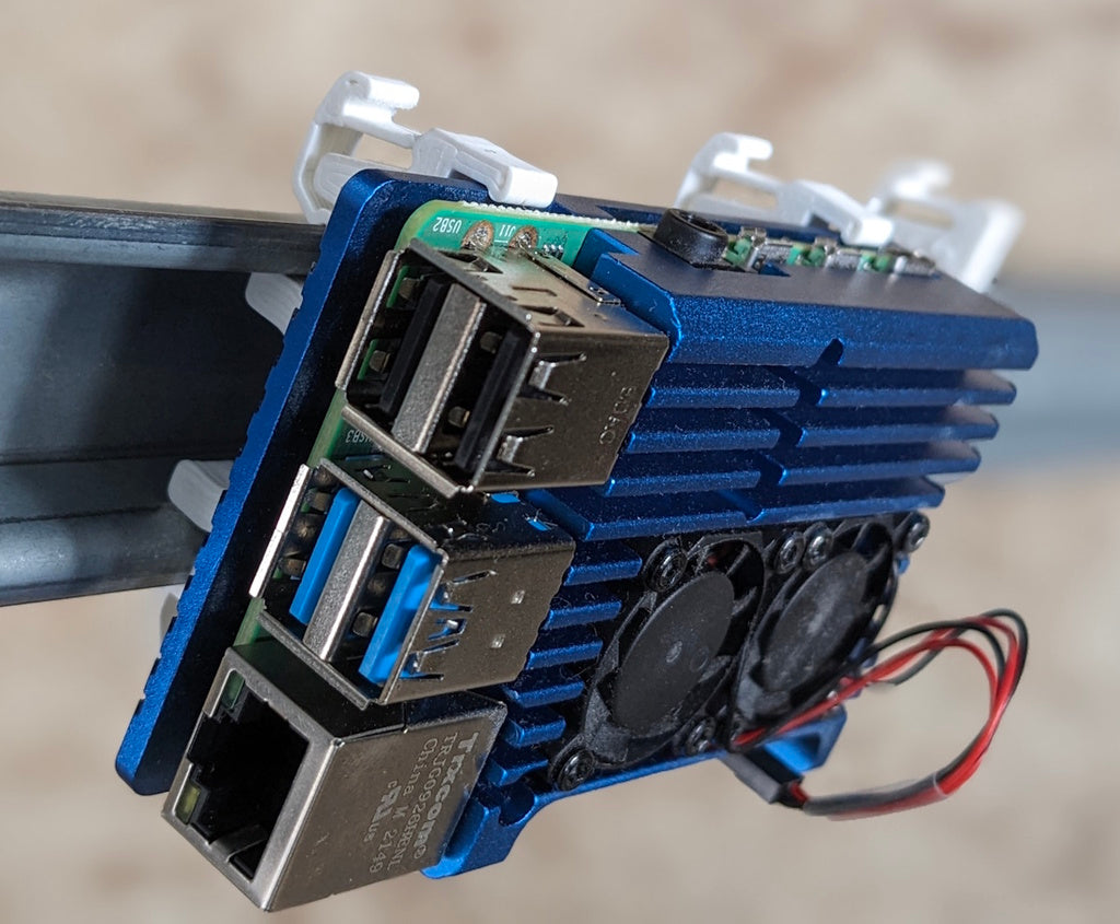 Robust DIN rail mounting enclosure for Raspberry Pi 4