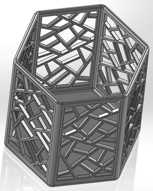 Hexagonal Pencil Holder with Rectangular Patterns