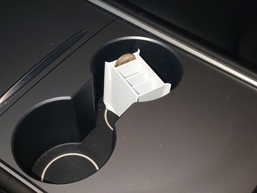 Tesla Model 3 / Model Y cup holder divider and storage for console Gen 2 (2020 to 2023 / 2024+ models)